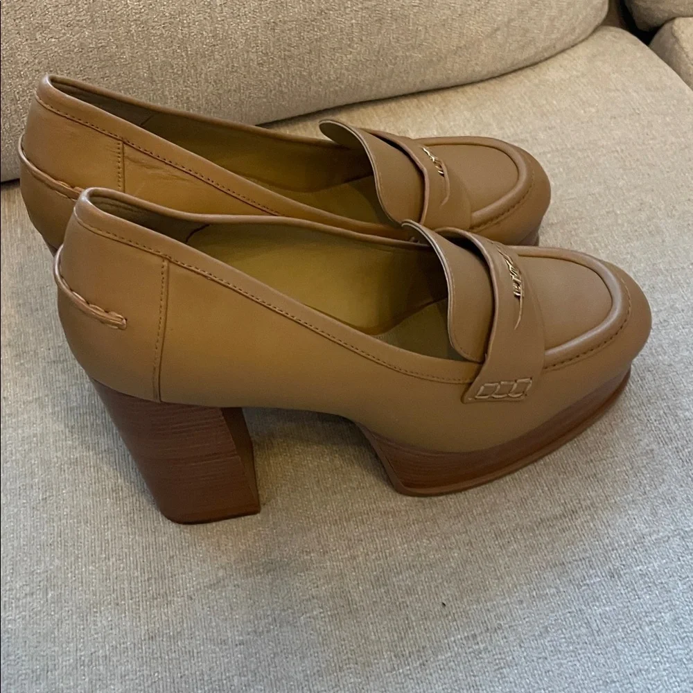 Michael Kors Eden Leather Platform Loafer in Brown-9.5